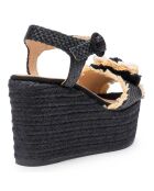 Sandales compensées Efedra noires - Talon 10 cm